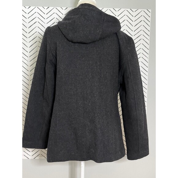 Vintage GAP Dark Gray Wool Blend Hooded Jacket Full Zip Women's XL Y2K - Picture 3 of 9